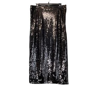 Boohoo Womens 14 Black Sequin Longline No Slit Skirt Cocktail/Wedding Guest NEW